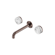 Serenity Wall Basin Set 185mm Spout With Arabescato Corchia Handle Brushed Bronze gallery detail image