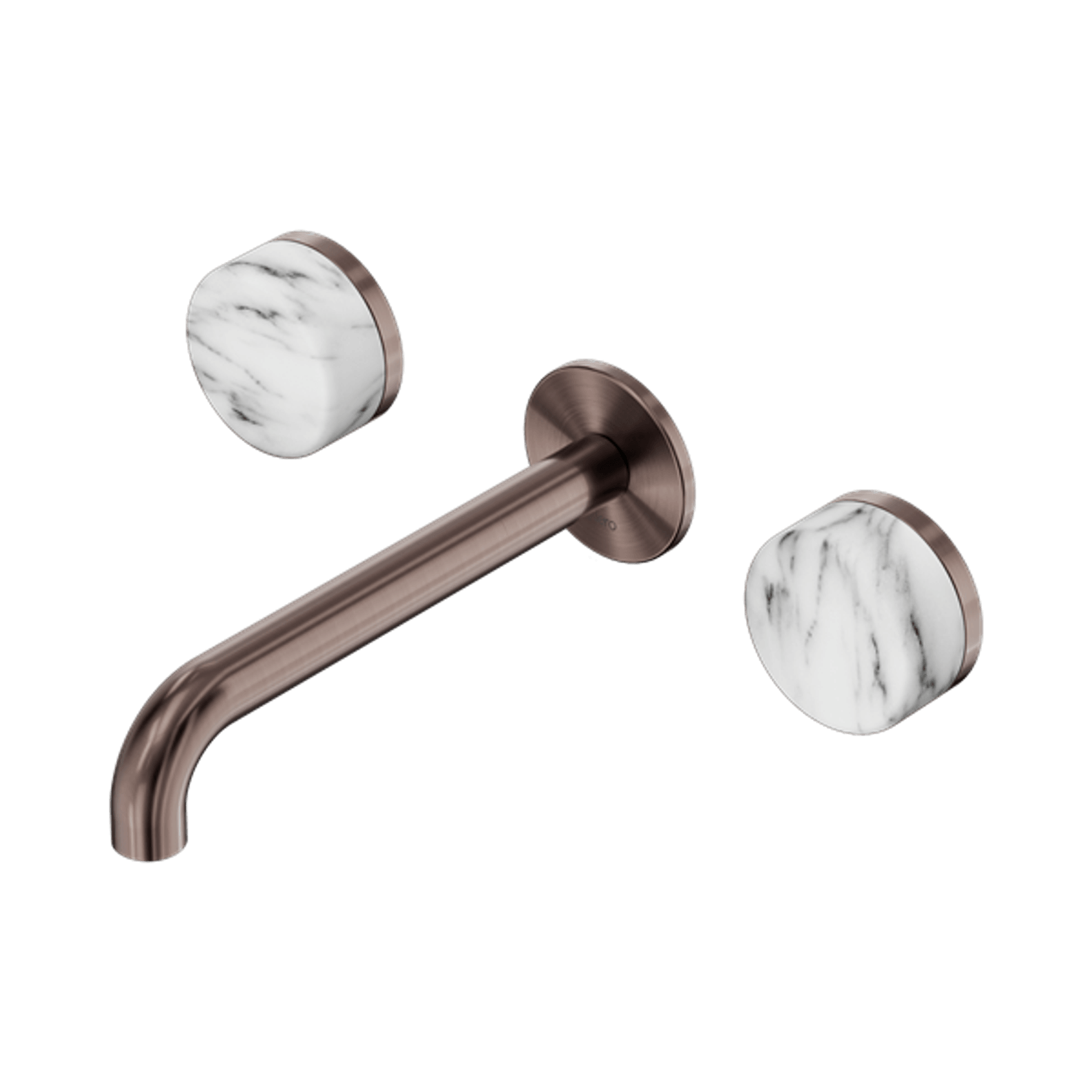 Serenity Wall Basin Set 220mm Spout With Arabescato Corchia Handle Brushed Bronze gallery detail image
