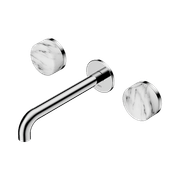 Serenity Wall Basin Set 185mm Spout With Arabescato Corchia Handle Chrome gallery detail image