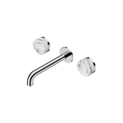 Serenity Wall Basin Set 185mm Spout With Arabescato Corchia Handle Chrome gallery detail image