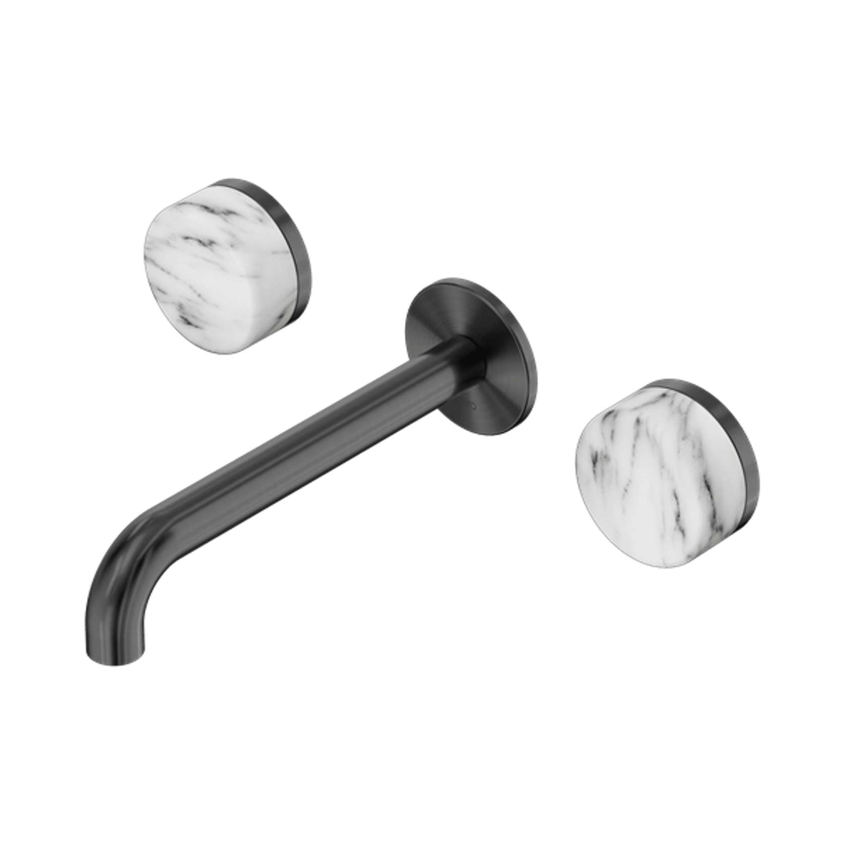 Serenity Wall Basin Set 185mm Spout With Arabescato Corchia Handle Gun Metal gallery detail image