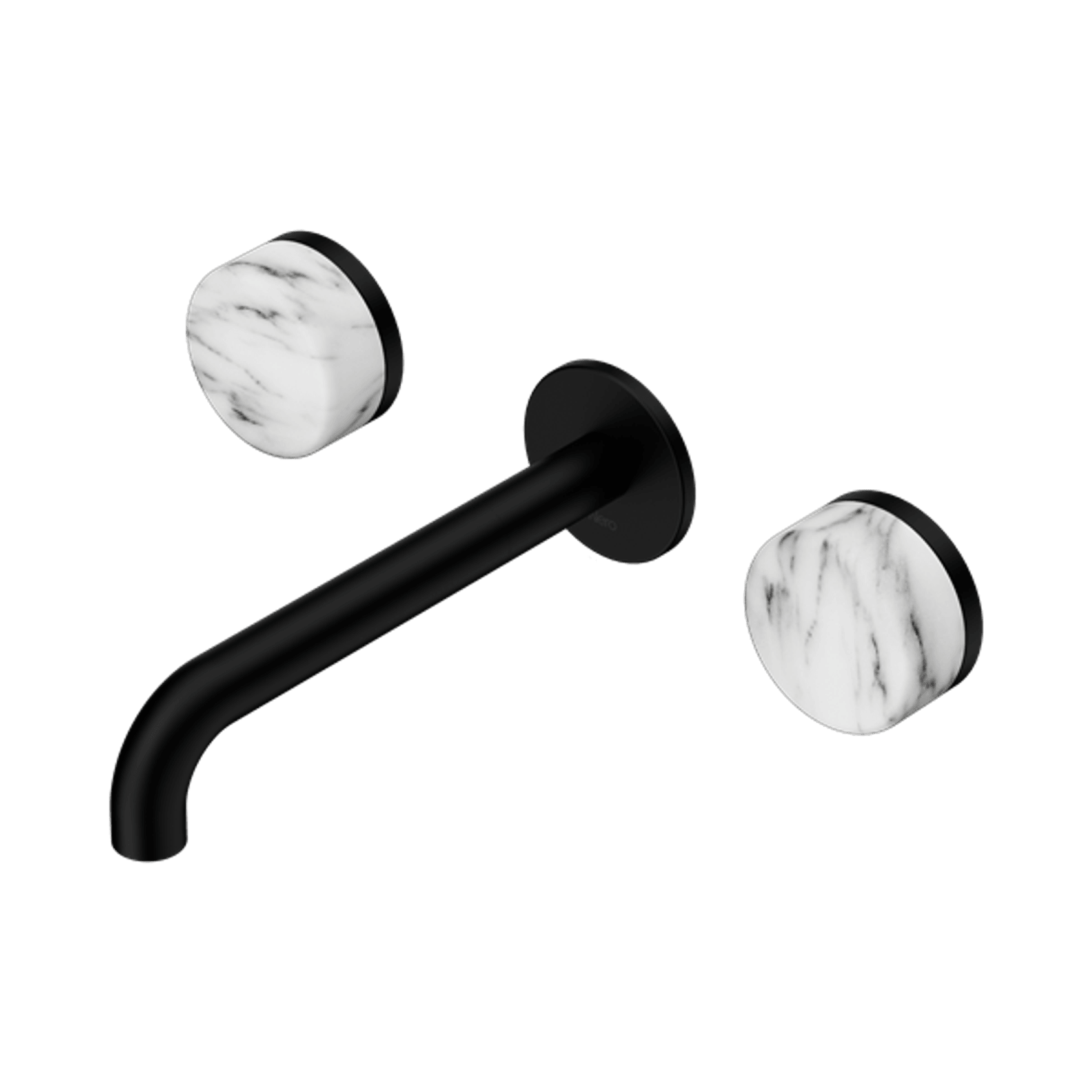 Serenity Wall Basin Set 160mm Spout With Arabescato Corchia Handle Matte Black gallery detail image