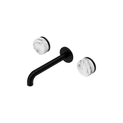 Serenity Wall Basin Set 160mm Spout With Arabescato Corchia Handle Matte Black gallery detail image