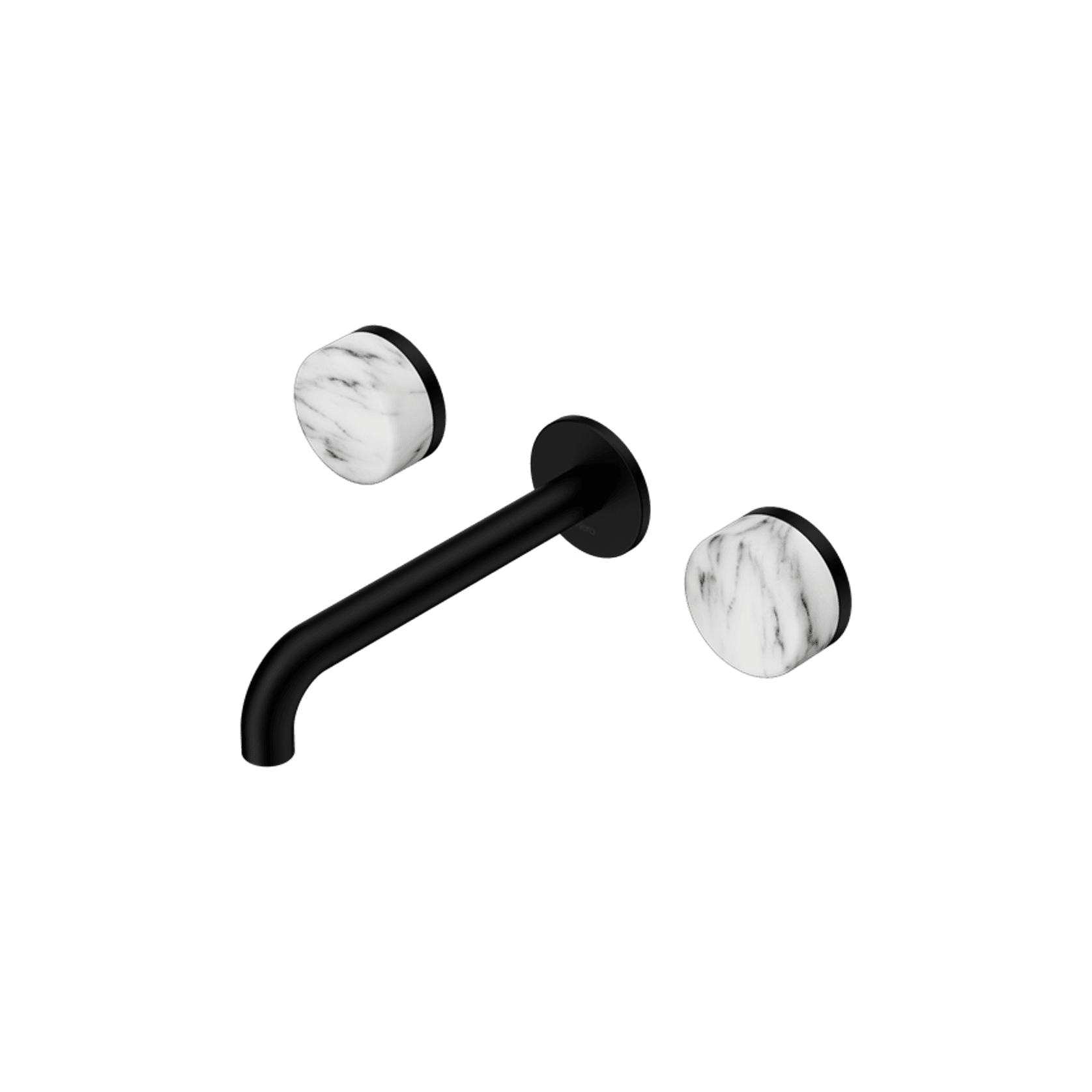 Serenity Wall Basin Set 220mm Spout With Arabescato Corchia Handle Matte Black gallery detail image