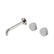 Serenity Wall Basin Set 160mm Offset Spout With Carrara Handle Brushed Nickel gallery detail image