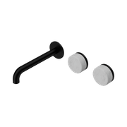 Serenity Wall Basin Set 220mm Offset Spout With Carrara Handle Matte Black gallery detail image