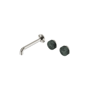 Serenity Wall Basin Set 185mm Offset Spout With Verde Alpi Handle Brushed Nickel gallery detail image