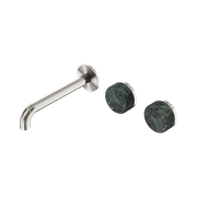 Serenity Wall Basin Set 160mm Offset Spout With Verde Alpi Handle Brushed Nickel gallery detail image