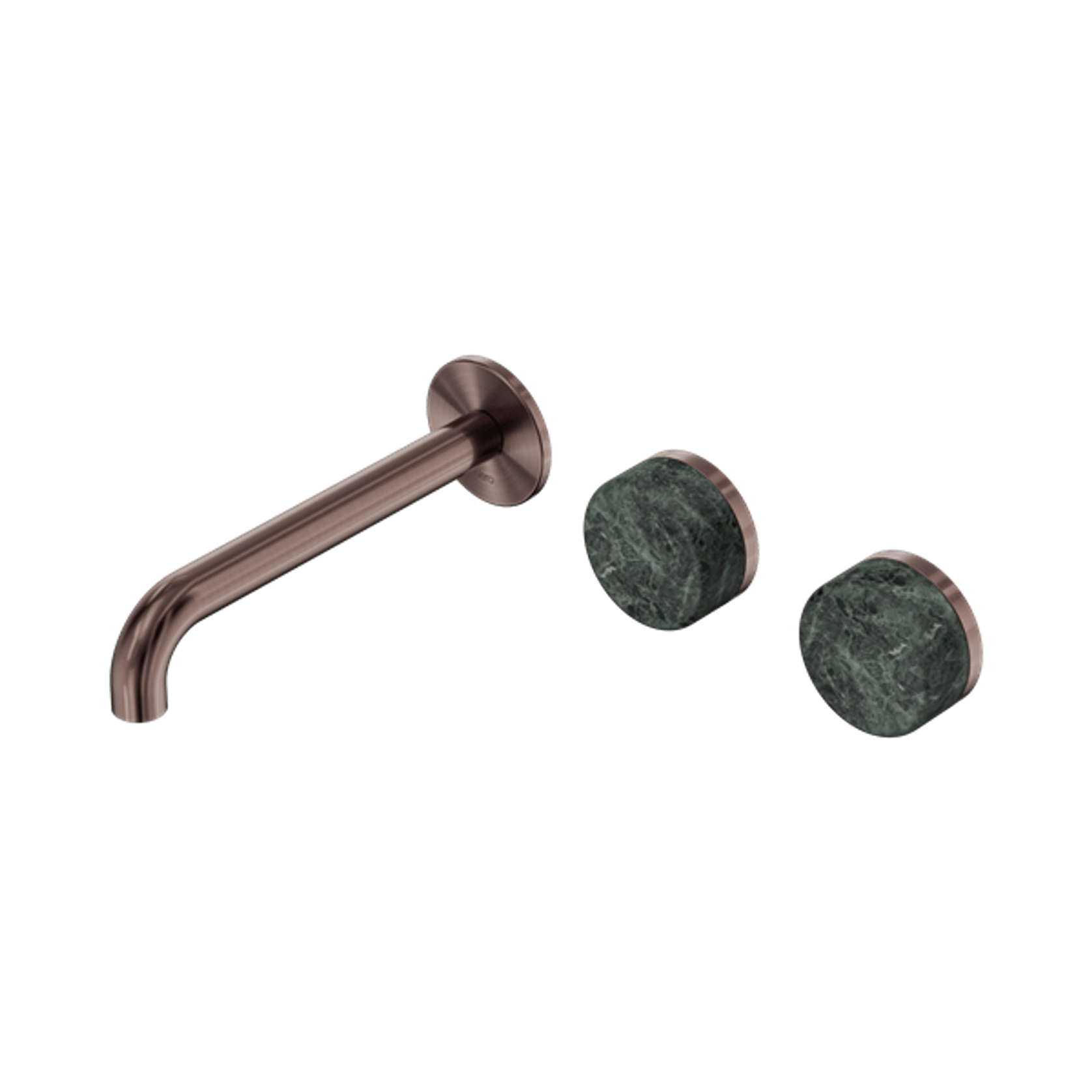 Serenity Wall Basin Set 185mm Offset Spout With Verde Alpi Handle Brushed Bronze gallery detail image