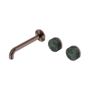 Serenity Wall Basin Set 185mm Offset Spout With Verde Alpi Handle Brushed Bronze gallery detail image