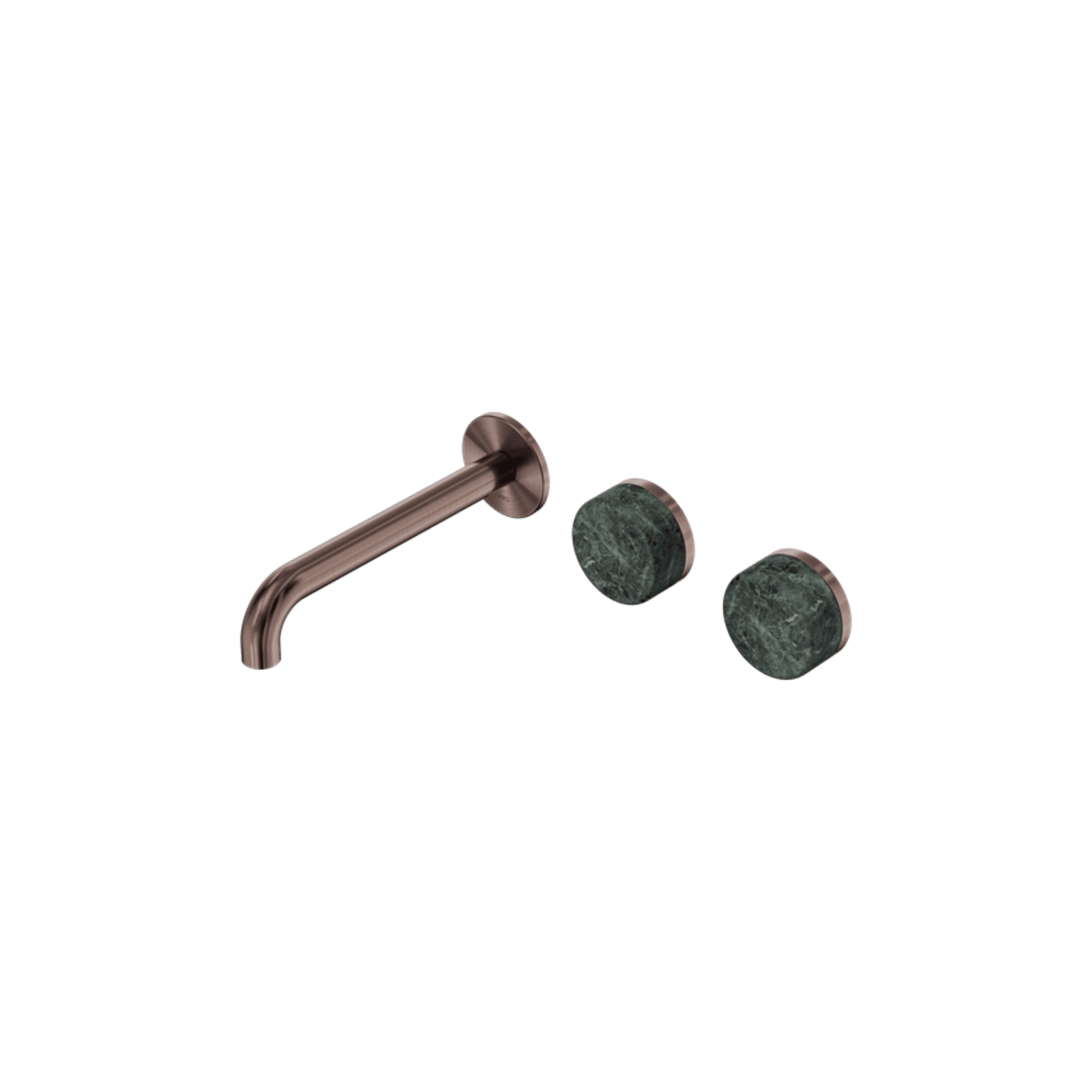 Serenity Wall Basin Set 220mm Offset Spout With Verde Alpi Handle Brushed Bronze gallery detail image