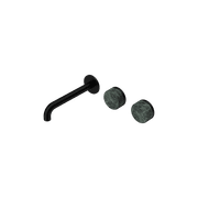 Serenity Wall Basin Set 185mm Offset Spout With Verde Alpi Handle Matte Black gallery detail image