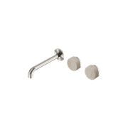 Serenity Wall Basin Set 220mm Offset Spout With Rome Travertine Handle Brushed Nickel gallery detail image