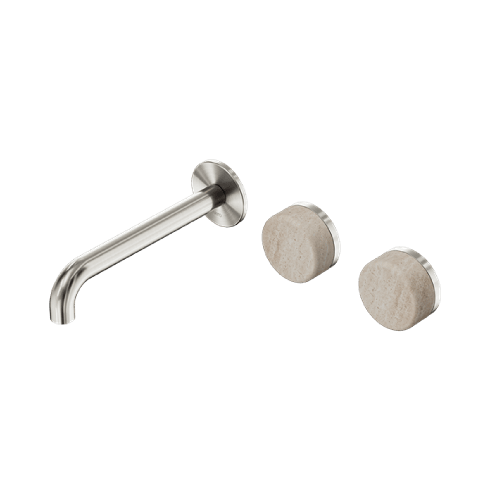 Serenity Wall Basin Set 185mm Offset Spout With Rome Travertine Handle Brushed Nickel gallery detail image