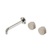 Serenity Wall Basin Set 160mm Offset Spout With Rome Travertine Handle Brushed Nickel gallery detail image