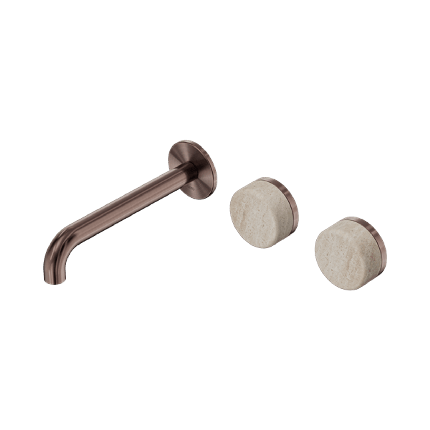 Serenity Wall Basin Set 220mm Offset Spout With Rome Travertine Handle Brushed Bronze gallery detail image