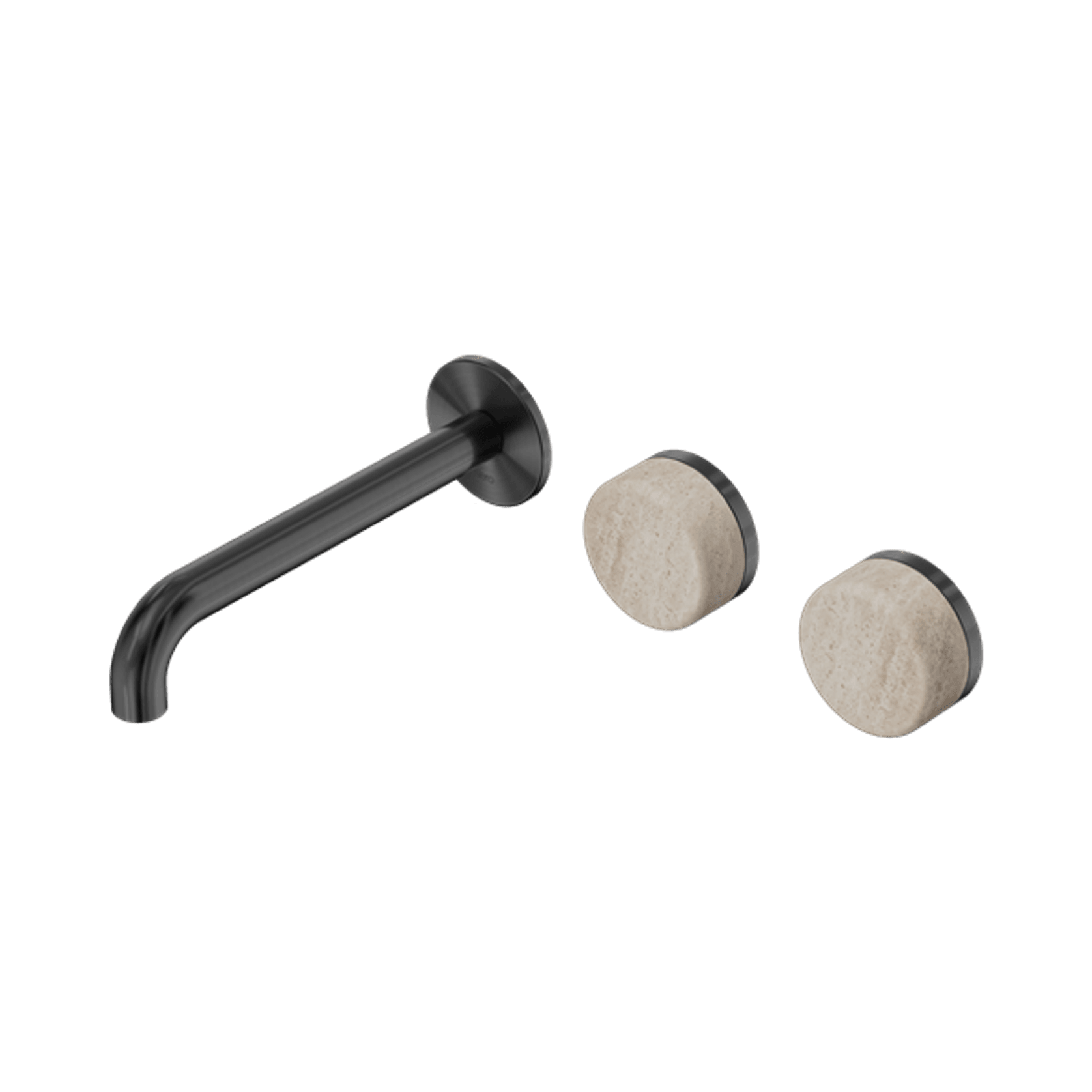 Serenity Wall Basin Set 220mm Offset Spout With Rome Travertine Handle Gun Metal gallery detail image