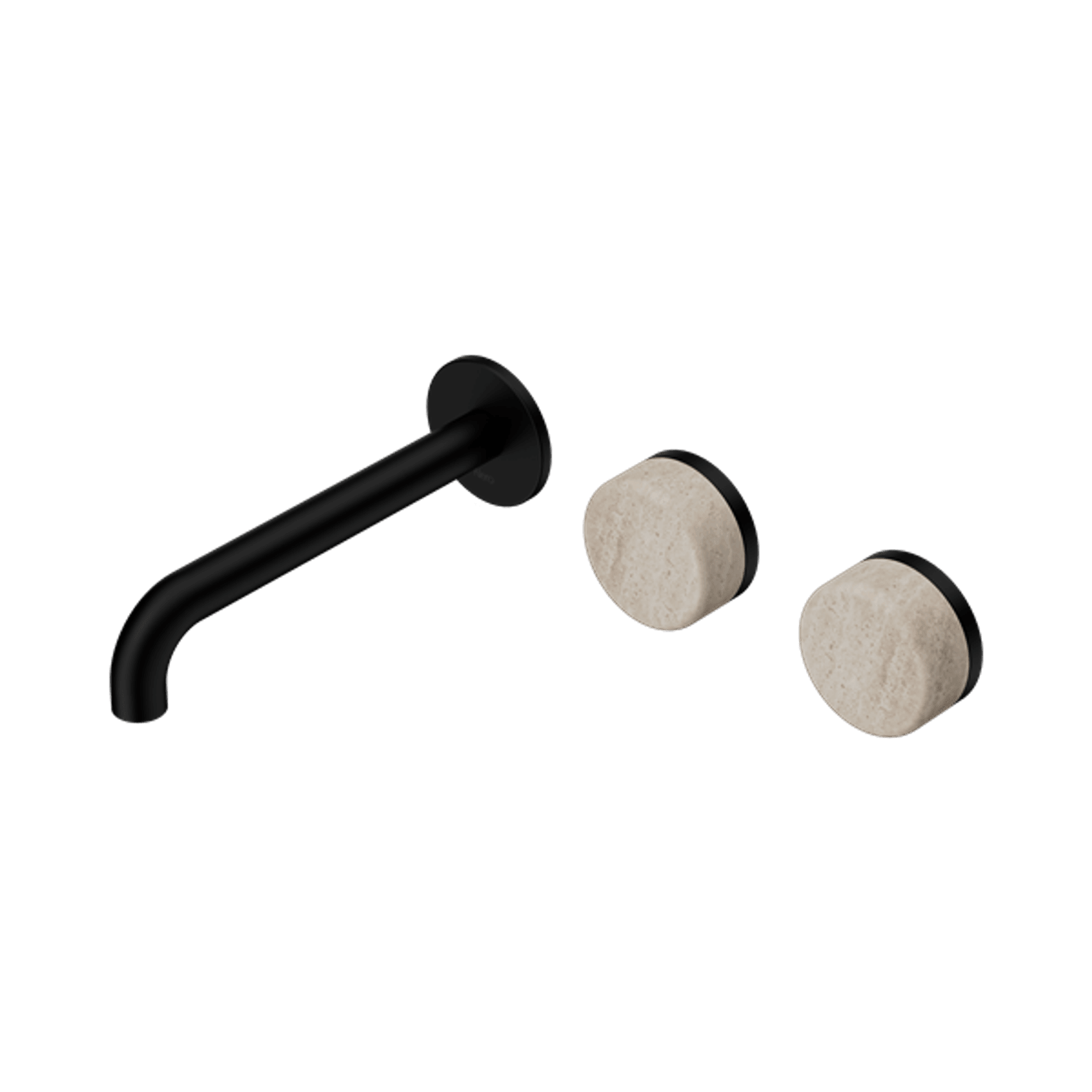 Serenity Wall Basin Set 185mm Offset Spout With Rome Travertine Handle Matte Black gallery detail image