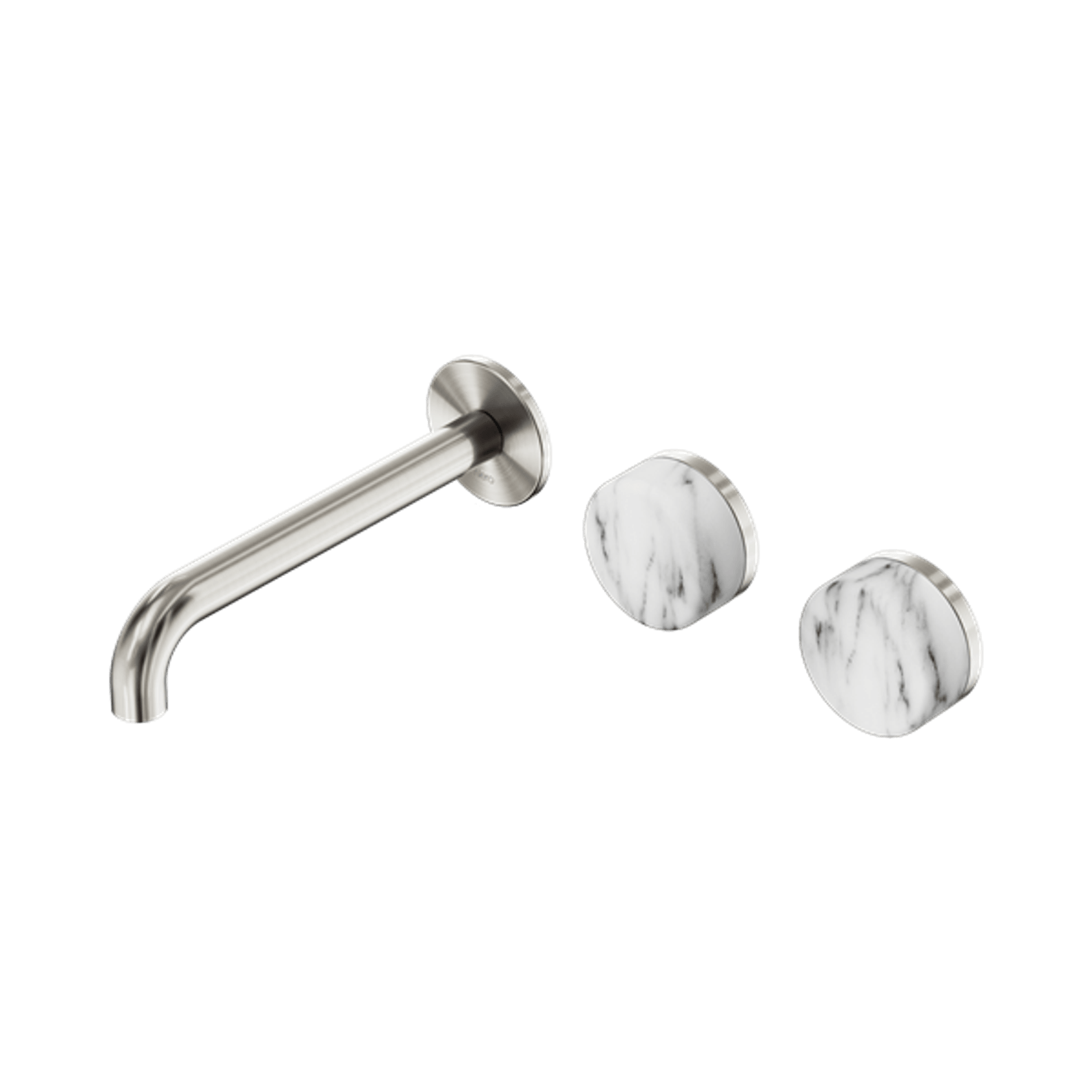Serenity Wall Basin Set 185mm Offset Spout With Arabescato Corchia Handle Brushed Nickel gallery detail image