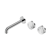 Serenity Wall Basin Set 185mm Offset Spout With Arabescato Corchia Handle Chrome gallery detail image