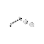 Serenity Wall Basin Set 220mm Offset Spout With Arabescato Corchia Handle Chrome gallery detail image