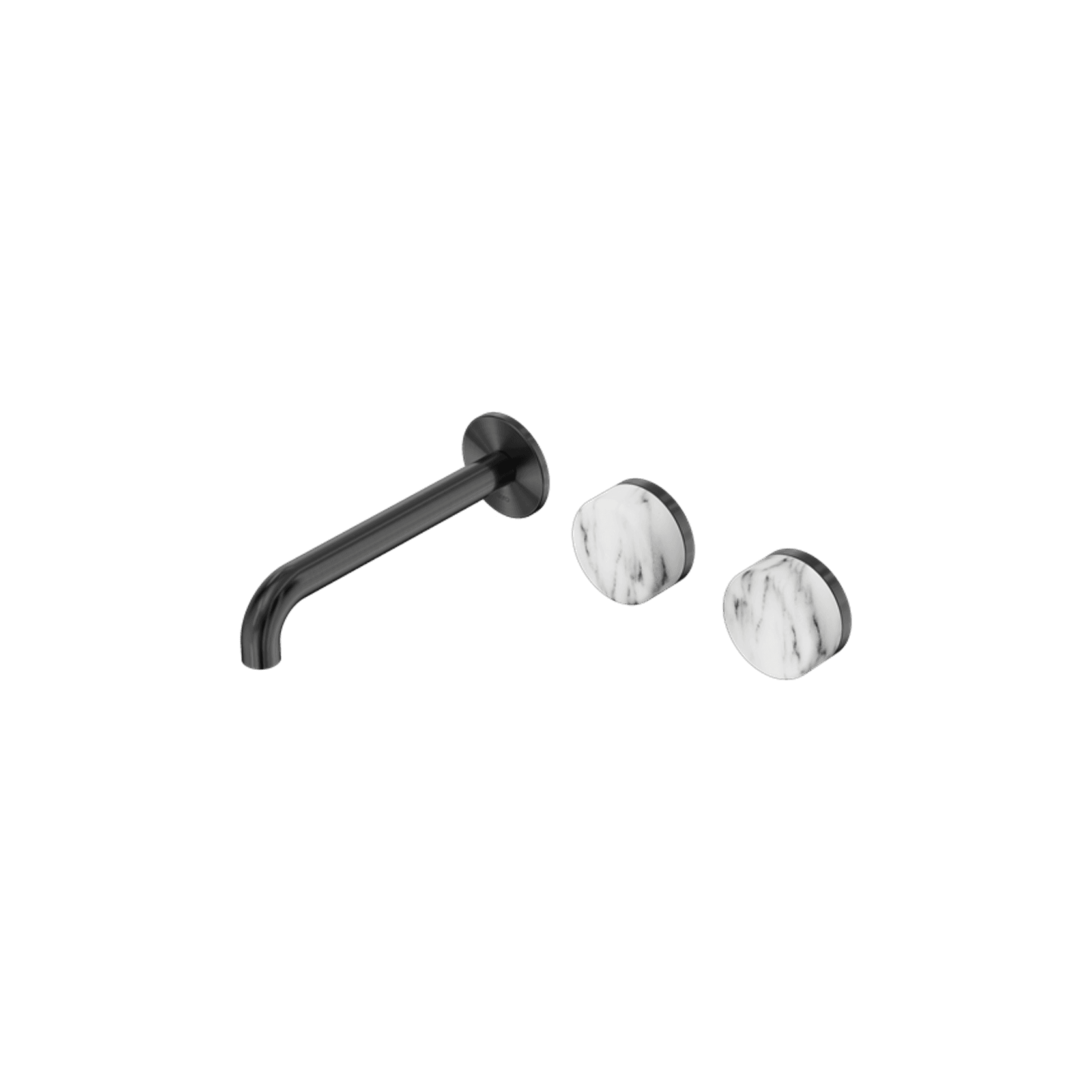 Serenity Wall Basin Set 160mm Offset Spout With Arabescato Corchia Handle Gun Metal gallery detail image