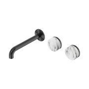 Serenity Wall Basin Set 160mm Offset Spout With Arabescato Corchia Handle Gun Metal gallery detail image