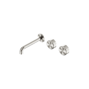 Serenity Wall Basin Set 185mm Offset Spout With Metal Handle Brushed Nickel gallery detail image