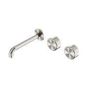 Serenity Wall Basin Set 160mm Offset Spout With Metal Handle Brushed Nickel gallery detail image