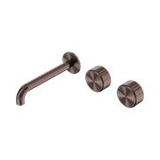 Serenity Wall Basin Set 220mm Offset Spout With Metal Handle Brushed Bronze gallery detail image