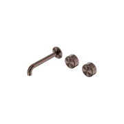 Serenity Wall Basin Set 185mm Offset Spout With Metal Handle Brushed Bronze gallery detail image