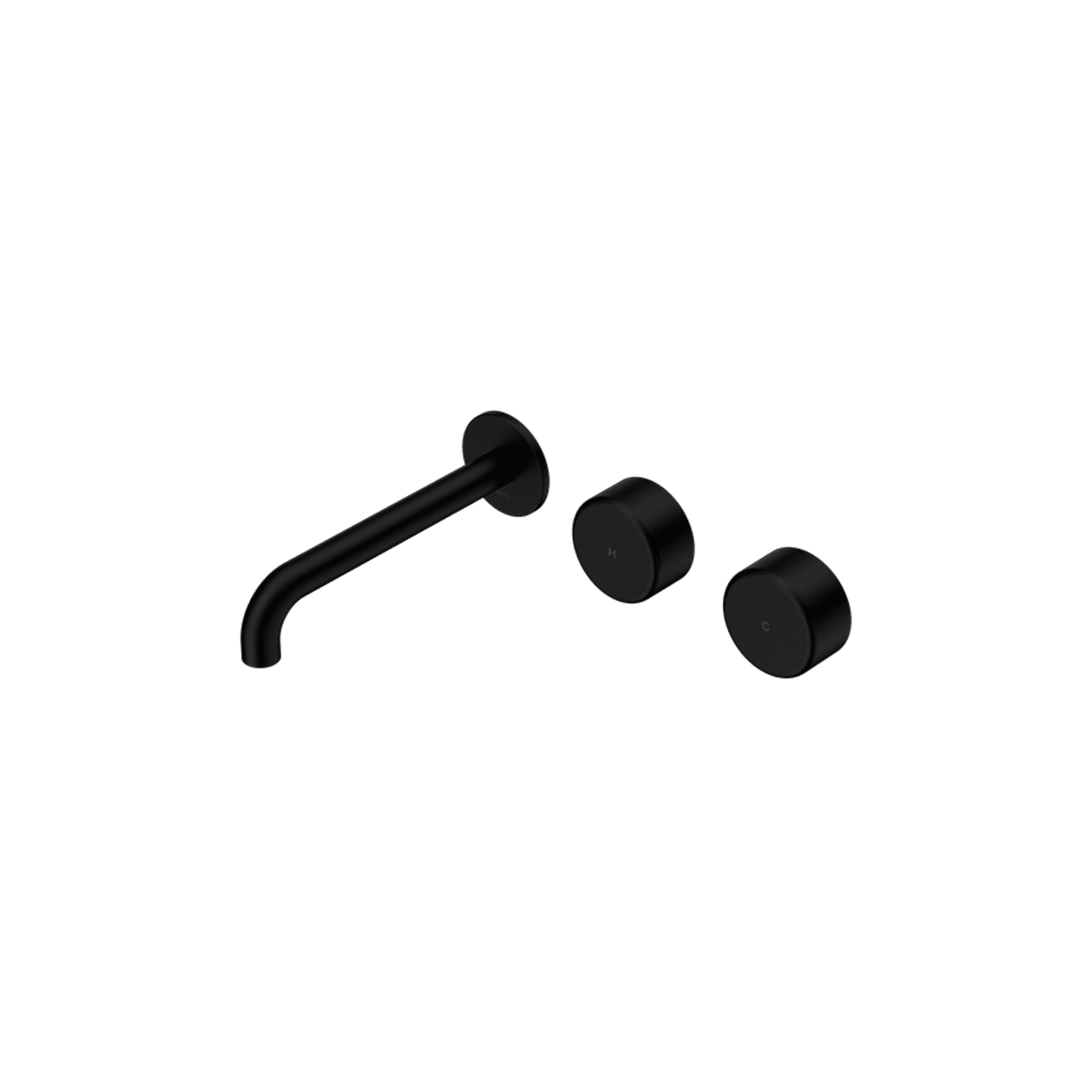 Serenity Wall Basin Set 185mm Offset Spout With Metal Handle Matte Black gallery detail image