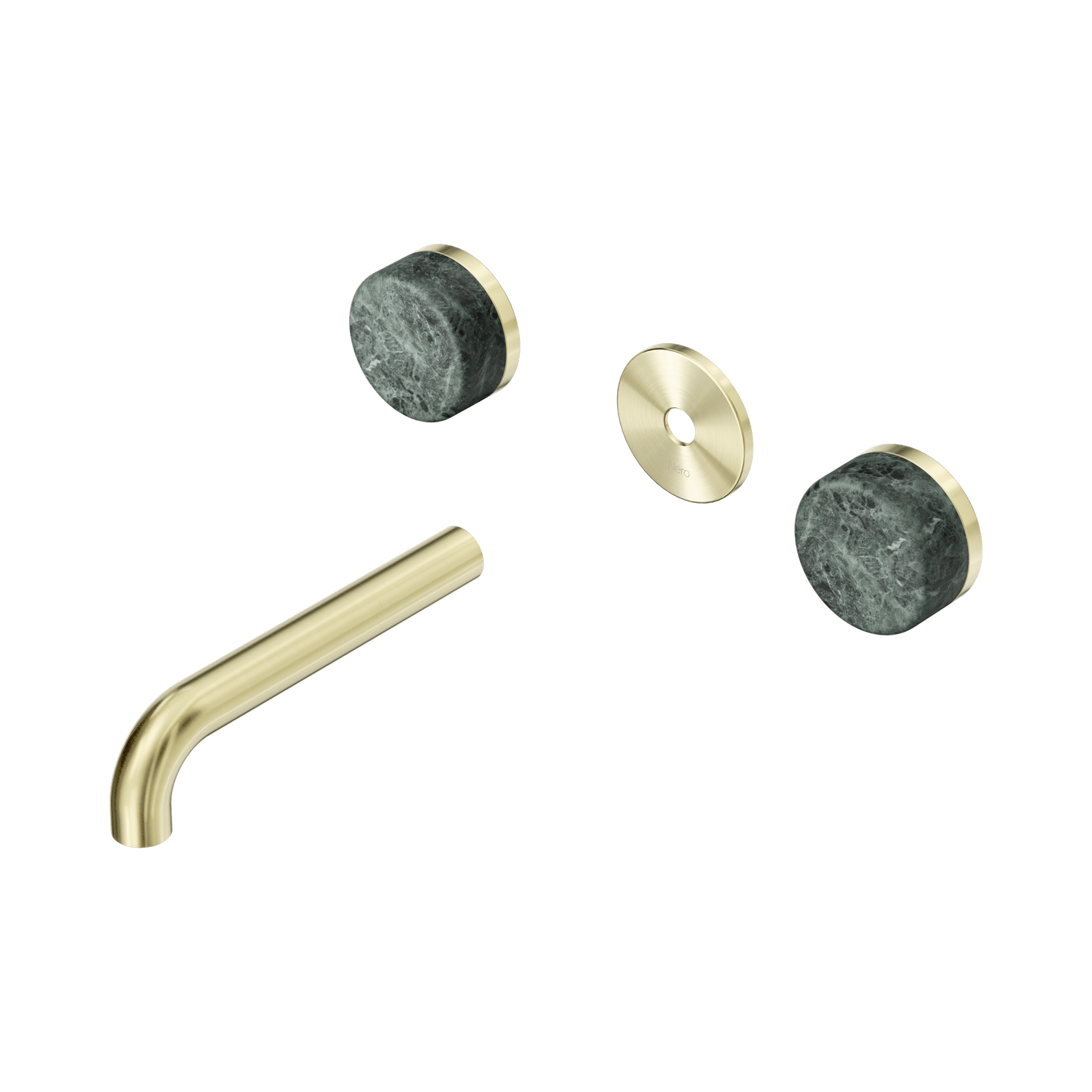 Serenity Wall Basin 160mm Spout + Verde Alpi Handle Brushed Gold gallery detail image