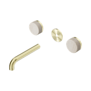 Serenity Wall Basin 160mm Spout + Rome Travertine Handle Brushed Gold gallery detail image