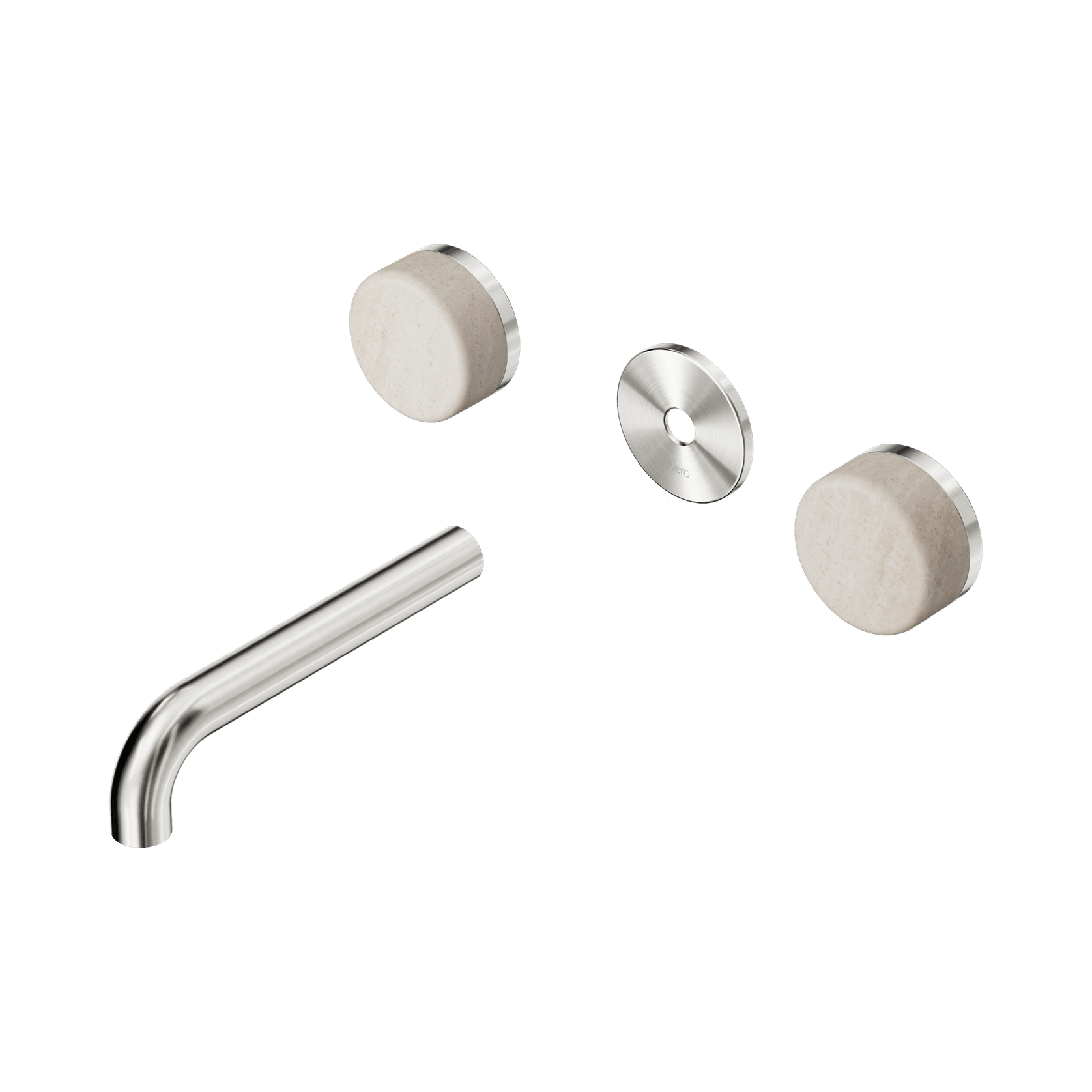 Serenity Wall Basin 160mm Spout + Rome Travertine Handle Brushed Nickel gallery detail image