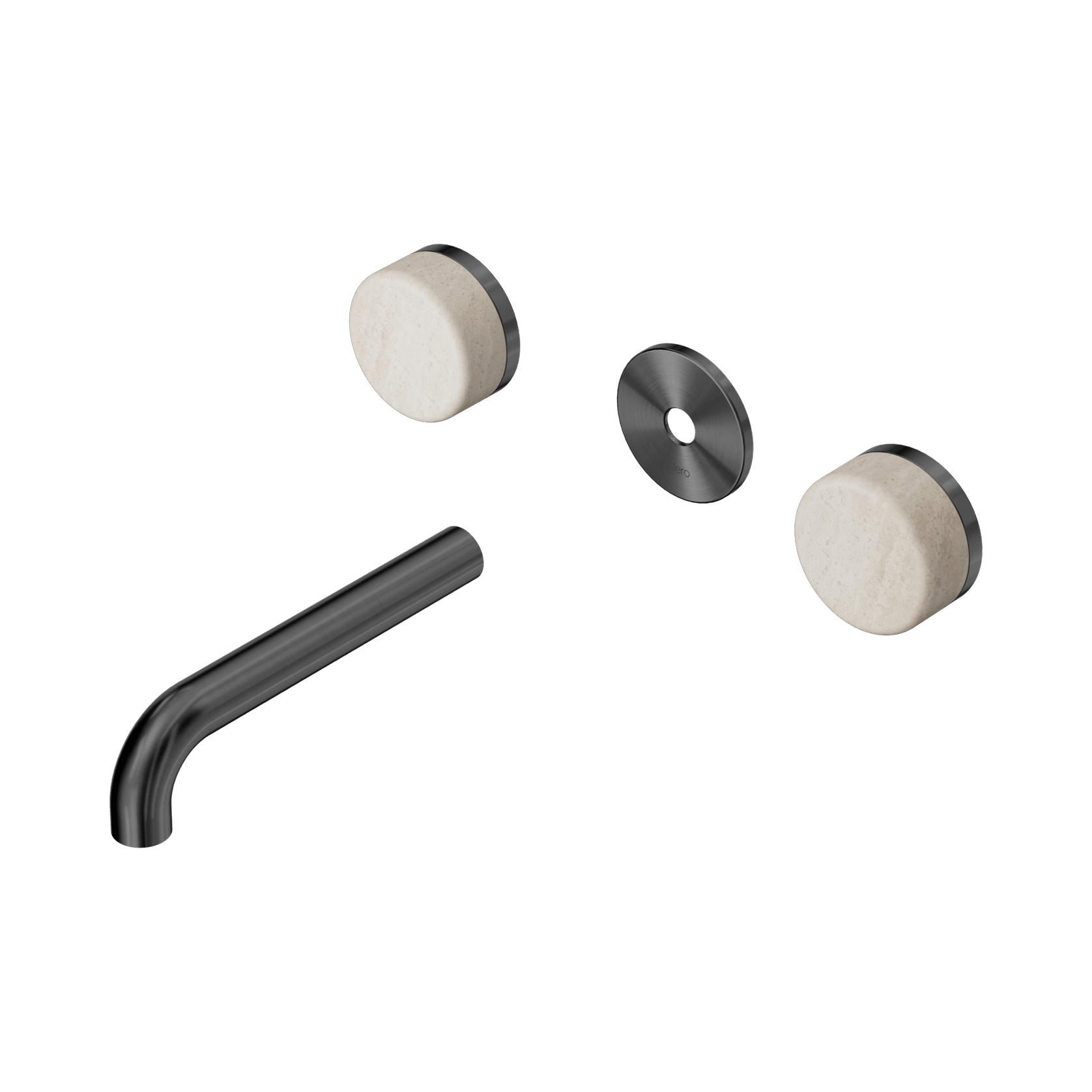 Serenity Wall Basin 160mm Spout + Rome Travertine Handle Gun Metal gallery detail image