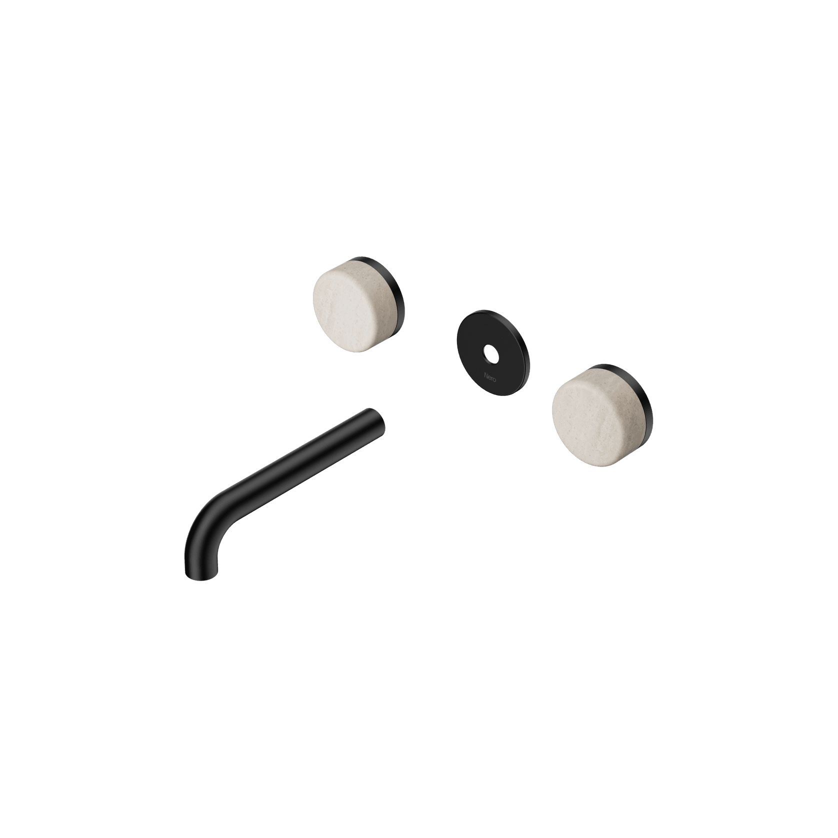 Serenity Wall Basin 160mm Spout + Rome Travertine Handle Matte Black gallery detail image