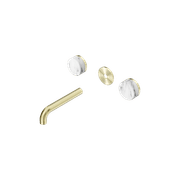 Serenity Wall Basin 160mm Spout + Arabescato Corchia Handle Brushed Gold gallery detail image