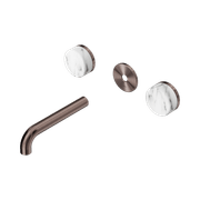 Serenity Wall Basin 160mm Spout + Arabescato Corchia Handle Brushed Bronze gallery detail image