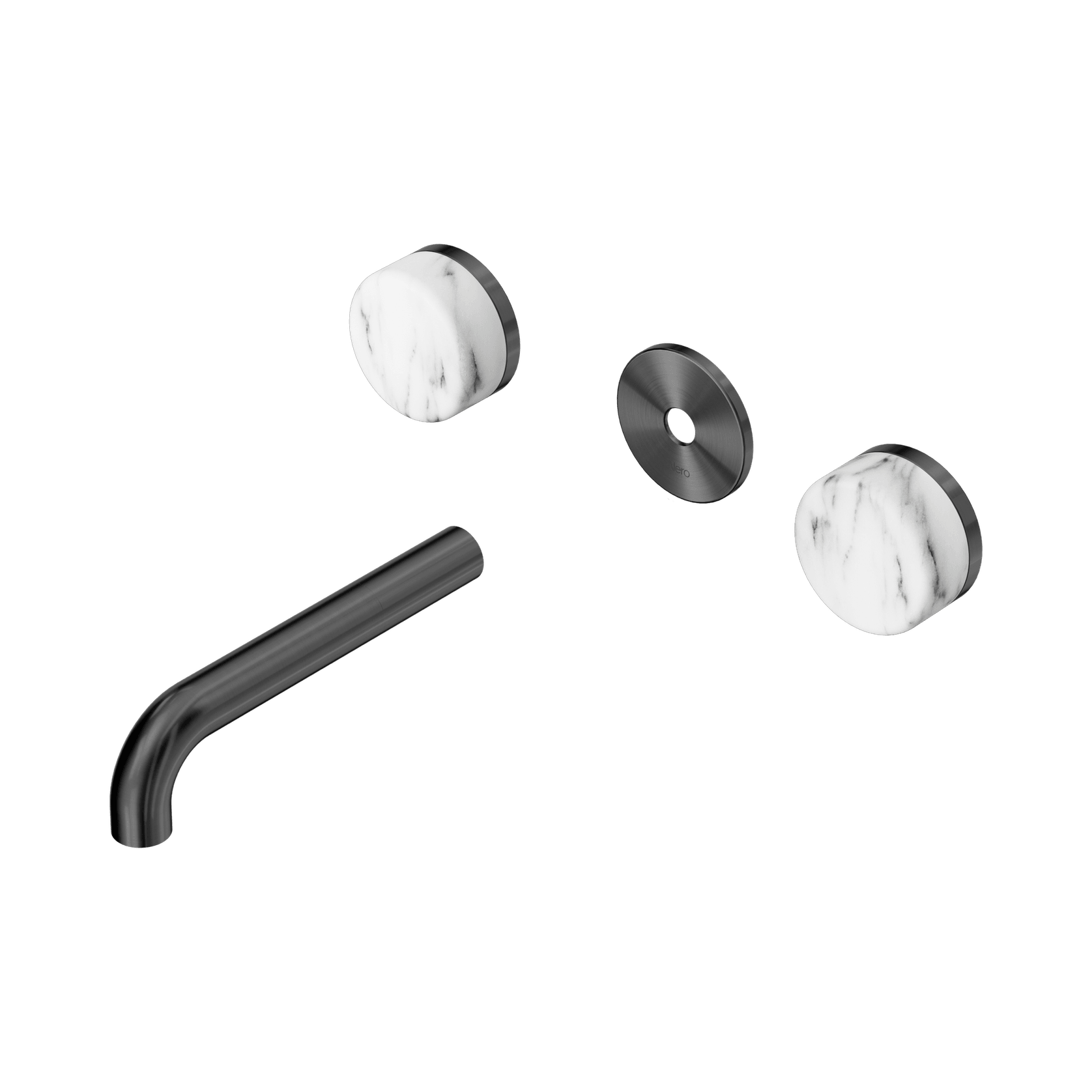 Serenity Wall Basin 160mm Spout + Arabescato Corchia Handle Gun Metal gallery detail image