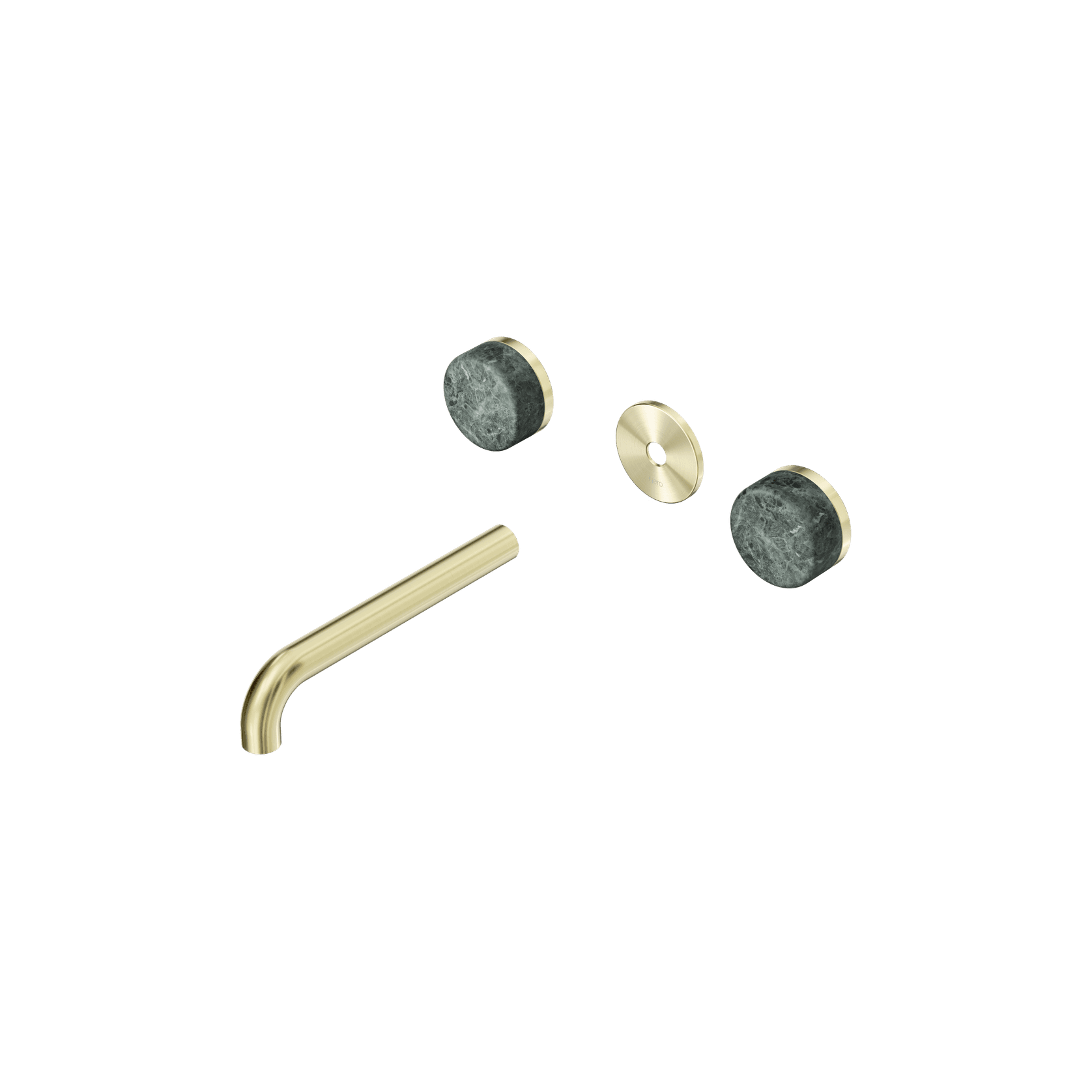 Serenity Wall Basin 185mm Spout + Verde Alpi Handle Brushed Gold gallery detail image