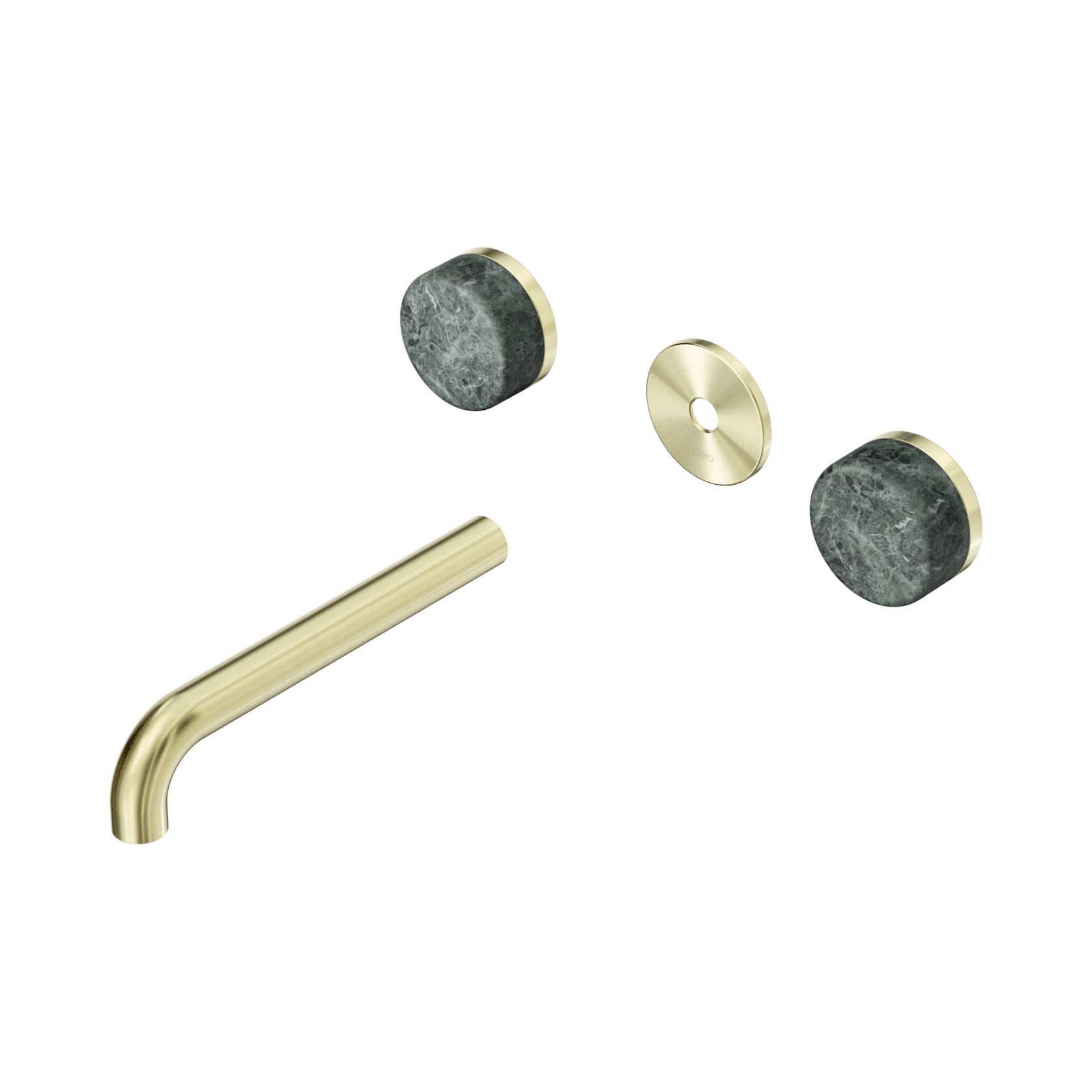 Serenity Wall Basin 185mm Spout + Verde Alpi Handle Brushed Gold gallery detail image