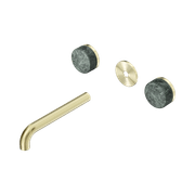 Serenity Wall Basin 185mm Spout + Verde Alpi Handle Brushed Gold gallery detail image