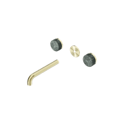 Serenity Wall Basin 185mm Spout + Verde Alpi Handle Brushed Gold gallery detail image