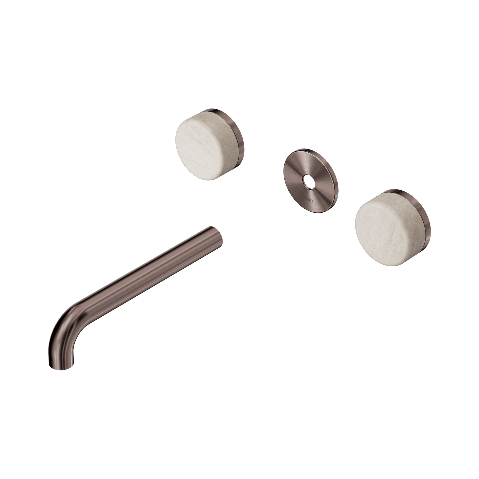 Serenity Wall Basin 185mm Spout + Rome Travertine Handle Brushed Bronze gallery detail image