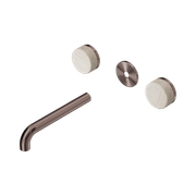 Serenity Wall Basin 185mm Spout + Rome Travertine Handle Brushed Bronze gallery detail image