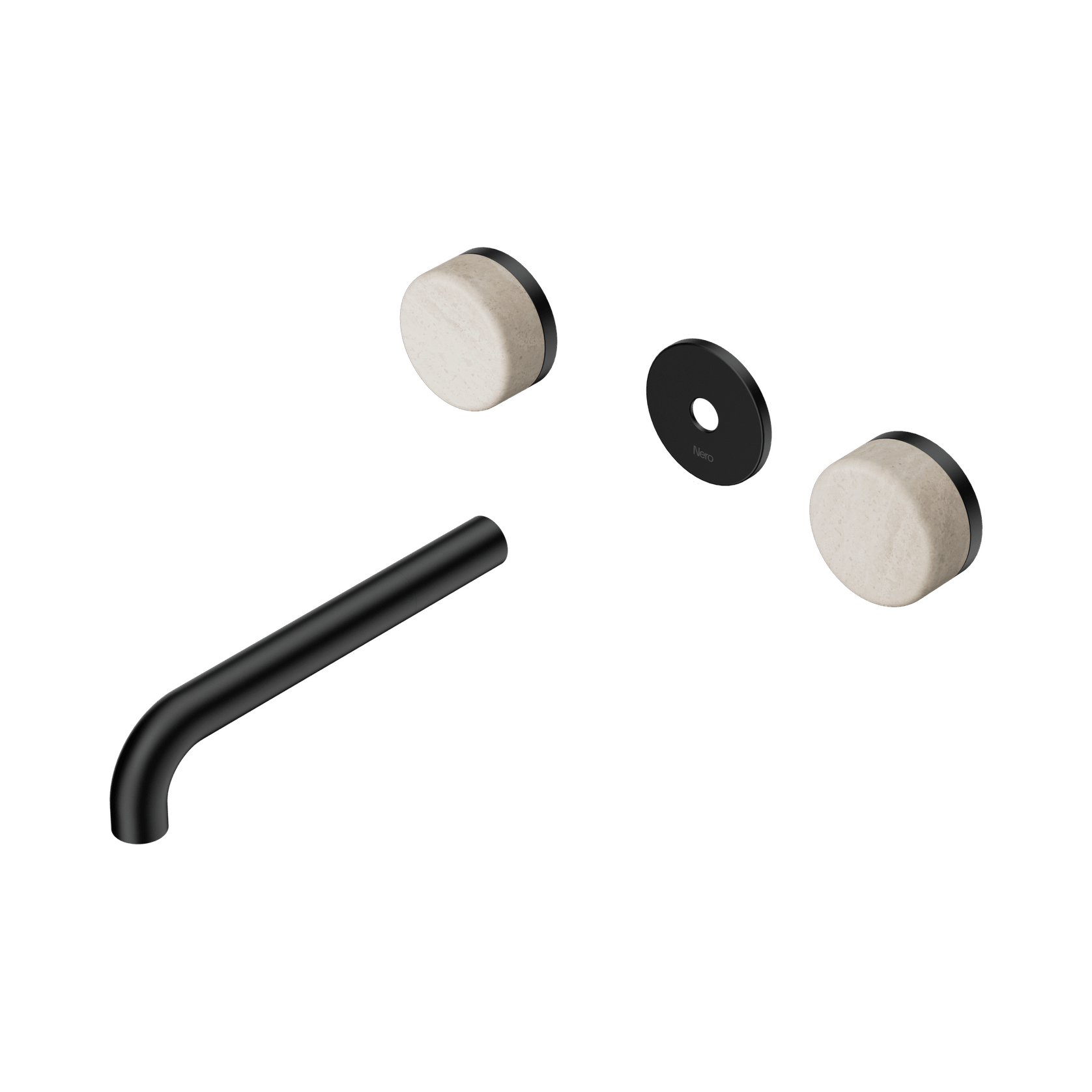 Serenity Wall Basin 185mm Spout + Rome Travertine Handle Matte Black gallery detail image