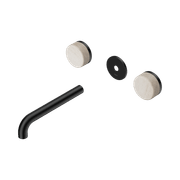 Serenity Wall Basin 185mm Spout + Rome Travertine Handle Matte Black gallery detail image