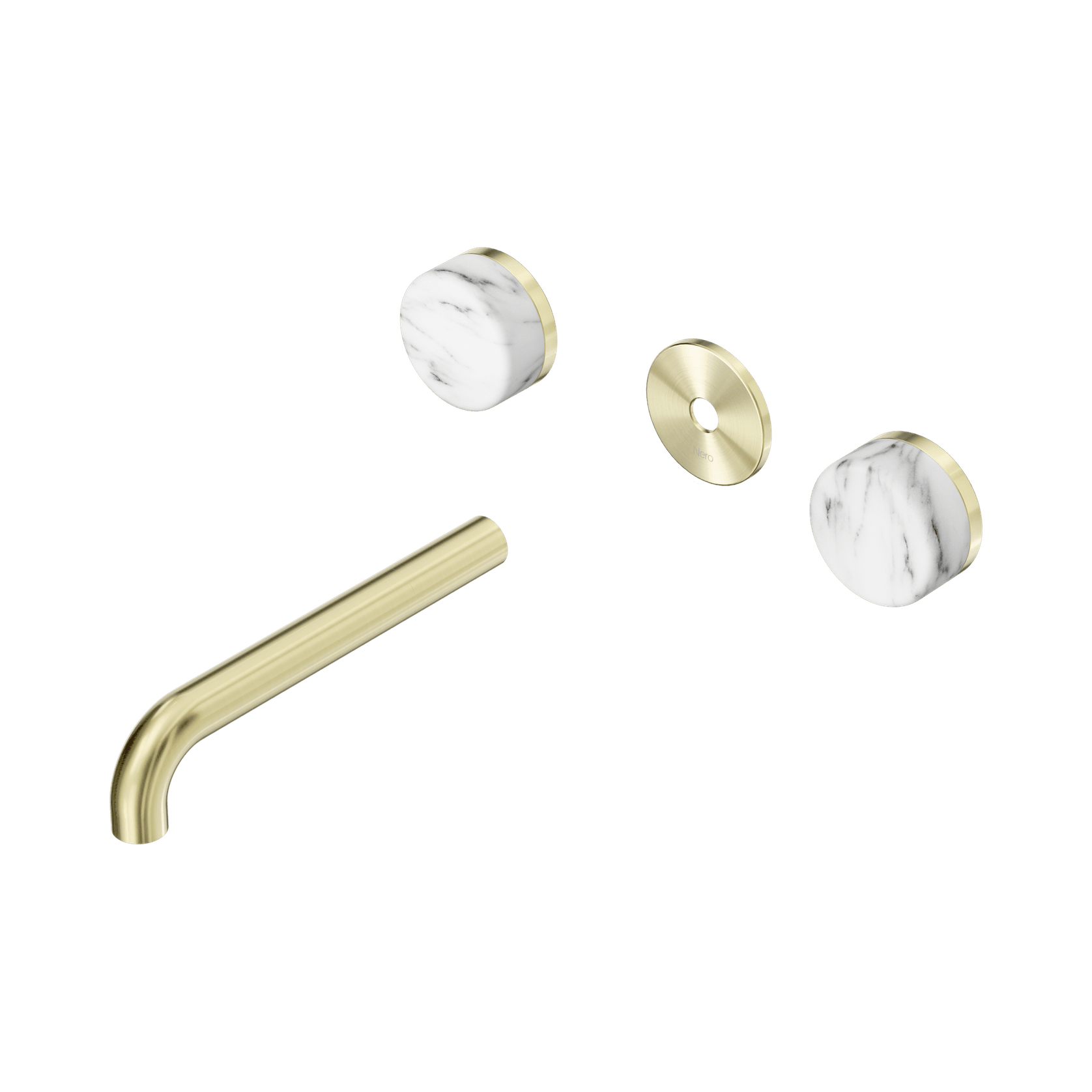 Serenity Wall Basin 185mm Spout + Arabescato Corchia Handle Brushed Gold gallery detail image