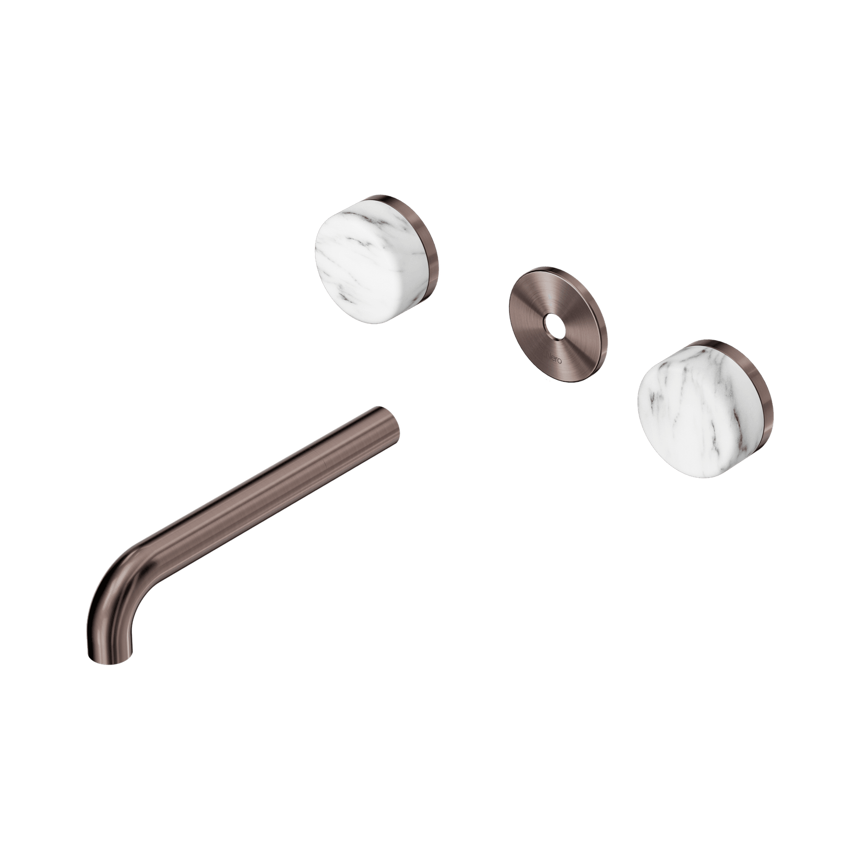 Serenity Wall Basin 185mm Spout + Arabescato Corchia Handle Brushed Bronze gallery detail image